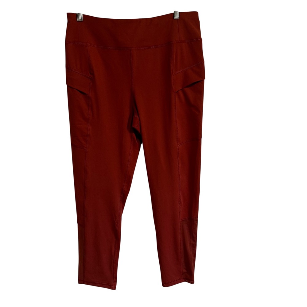 C Active Live Well Pocket Capri Leggings High Waist Athletic Red L
